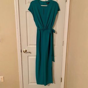 Maggy London Teal Crepe Maxi Jumpsuit - Size 10